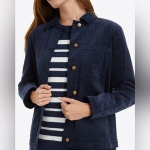 Draper James - Corduroy Nassau Navy Button-Down Jacket, S